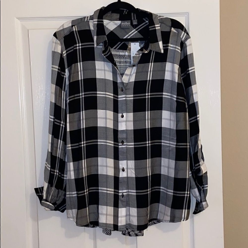 Black and white button down